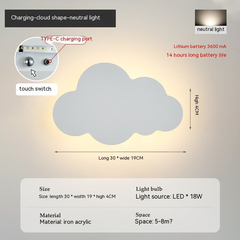 Wiring Free Punch-free Rechargeable Wall Lamp