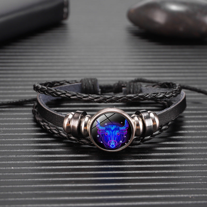 Pulsera de constelación del zodiaco Pulsera de diseño trenzado para hombres, mujeres y niños