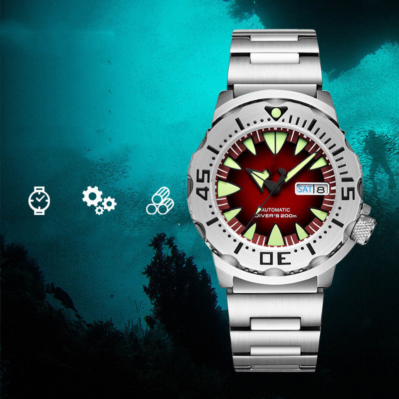 Reloj mecánico impermeable luminoso de acero inoxidable a la moda para hombre