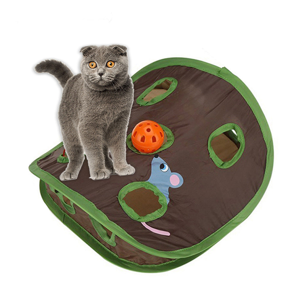 Jeu de cache-cache interactif pour chat mignon, Tunnel à 9 trous, souris, chasse, jouet d'intelligence, trou caché, chaton, jouets pliables