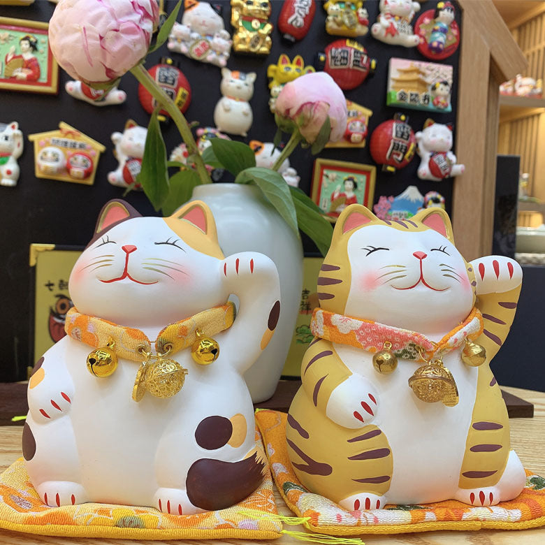 Decoración de cerámica para gatos, decoración japonesa para gatos de la suerte, bendición para mascotas, decoración para el hogar