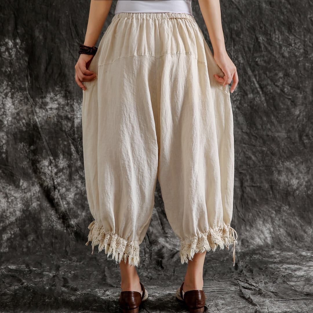 Women's Cotton And Linen Casual Pants Loose Versatile Summer Thin Lantern Trousers