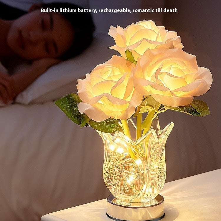 Crystal Flowers Table Lamp Bedroom Bedside Room