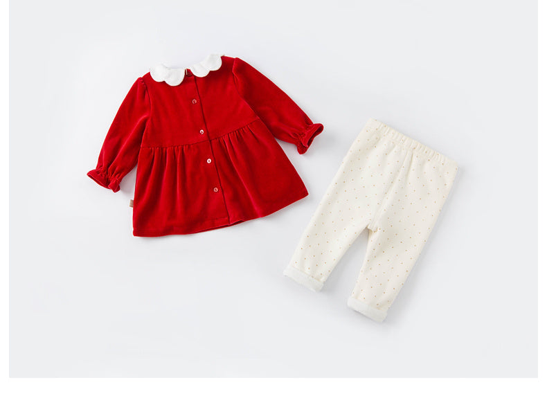 Costume pour enfants bébé fille Style occidental deux pièces Plus vêtements en velours