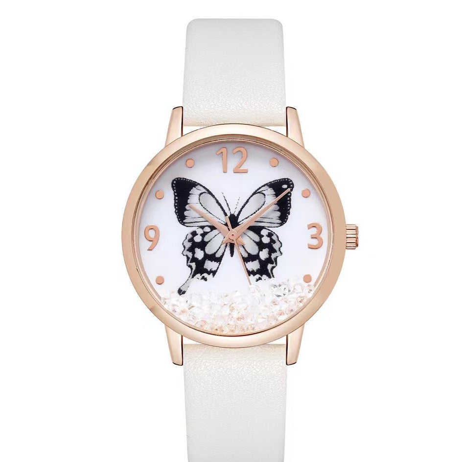 Montre à quartz papillon avec chiffres de mode pour femmes