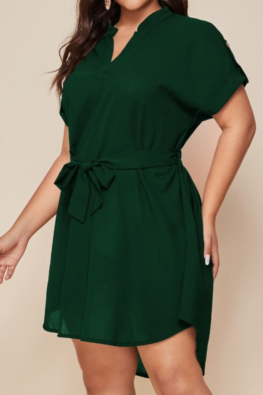 Mini-Robe Crantée à Taille Nouée de Grande Taille