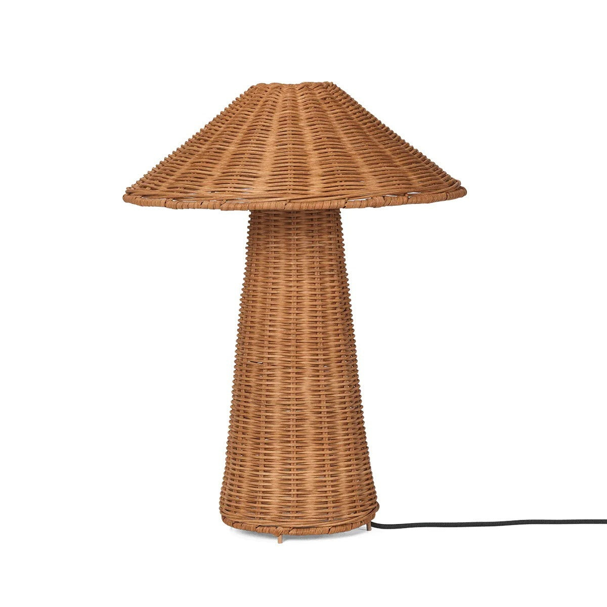 Vintage Rattan Handmade Mushroom Shape Table Lamp Study And Bedroom