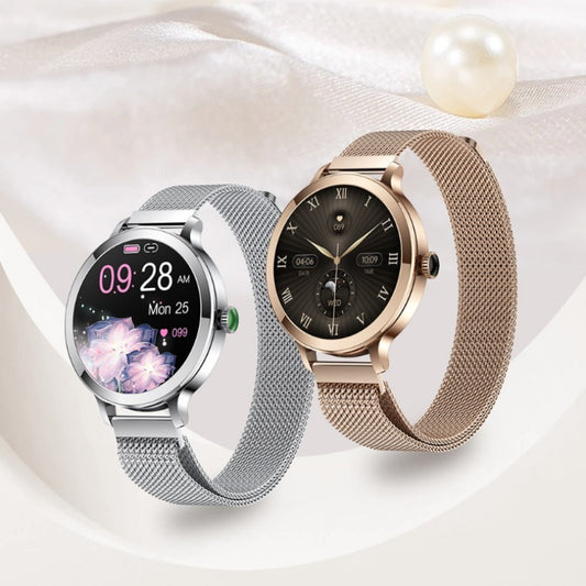 Montre intelligente AMOLED pour femmes, appels Bluetooth, pression artérielle, fréquence cardiaque