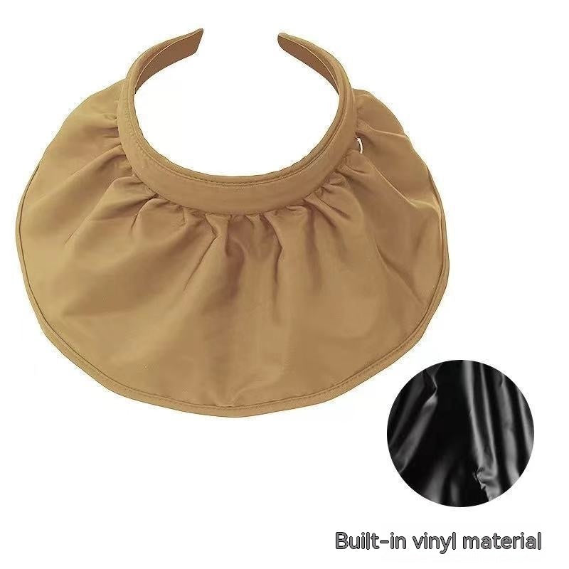 Bonnet en forme de coque en vinyle pour femme, pare-soleil pliable, capuchon supérieur vide à large bord