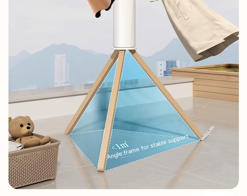 Tringle à vêtements pliable en bois massif à huit griffes sans installation pour matelas pneumatique d'intérieur invisible