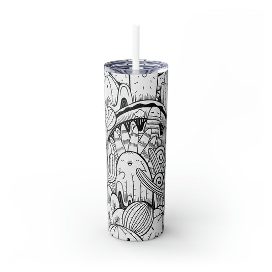 Doodle Cactus - Vaso delgado Inovax Maars® con pajita de 20 oz