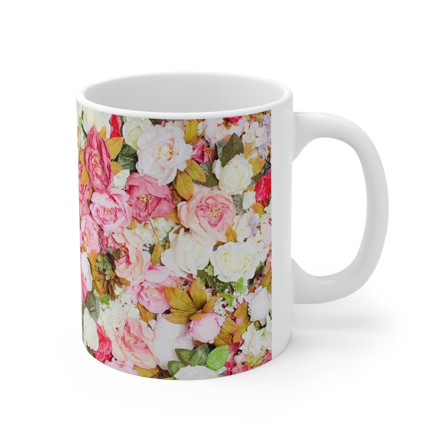 Fleurs roses - Tasse en céramique Inovax 11oz