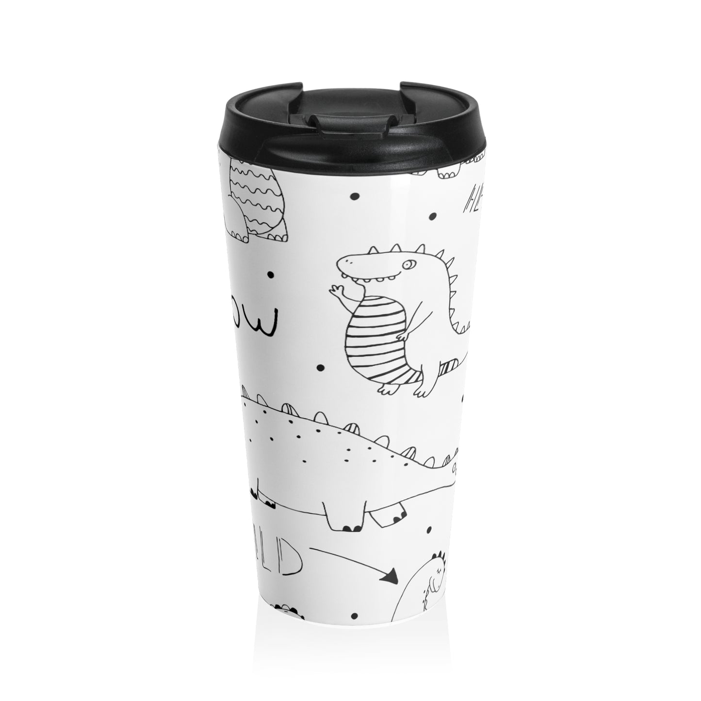 Doodle Dinosours - Inovax Stainless Steel Travel Mug