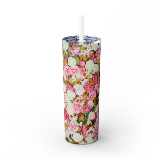 Flores rosas - Vaso delgado con pajita Inovax Maars® de 20 oz