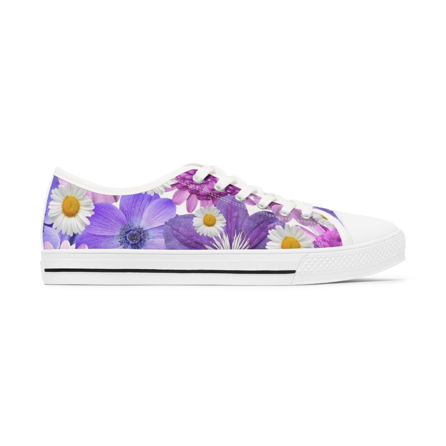 Purple Flowers - Inovax Woman's Low Top Sneakers