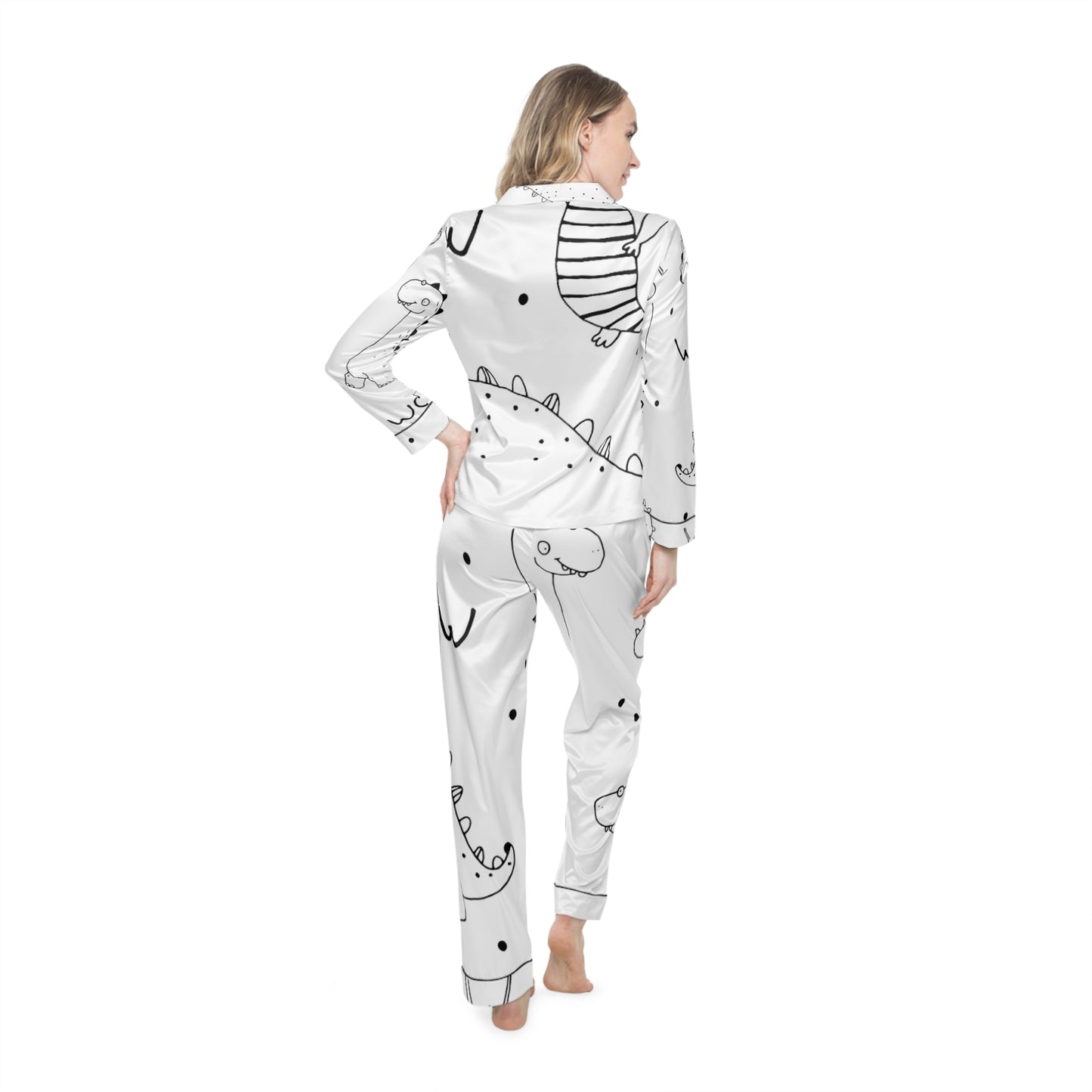 Doodle Dinosaures - Pyjama en satin Inovax pour femme