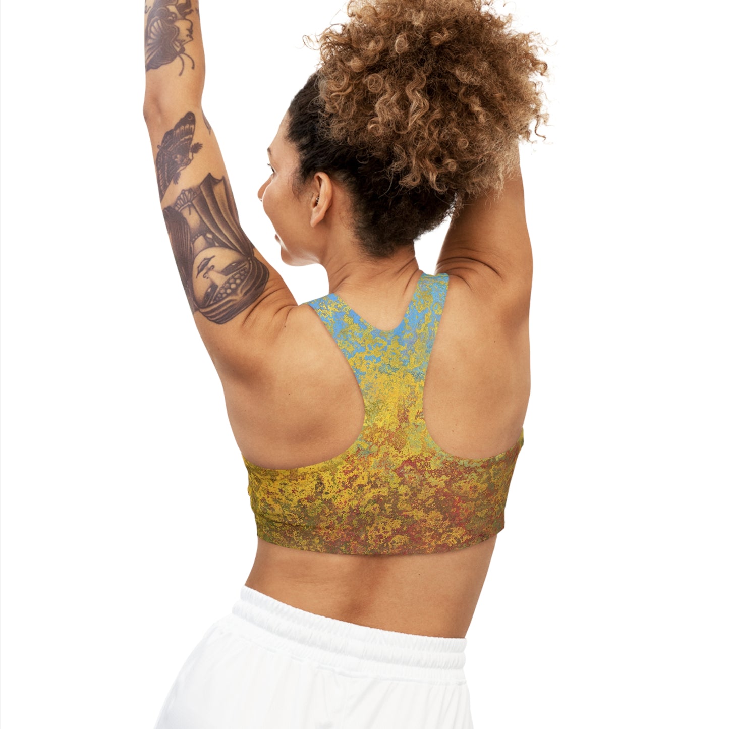 Gold and blue spots - Inovax Seamless Sports Bra