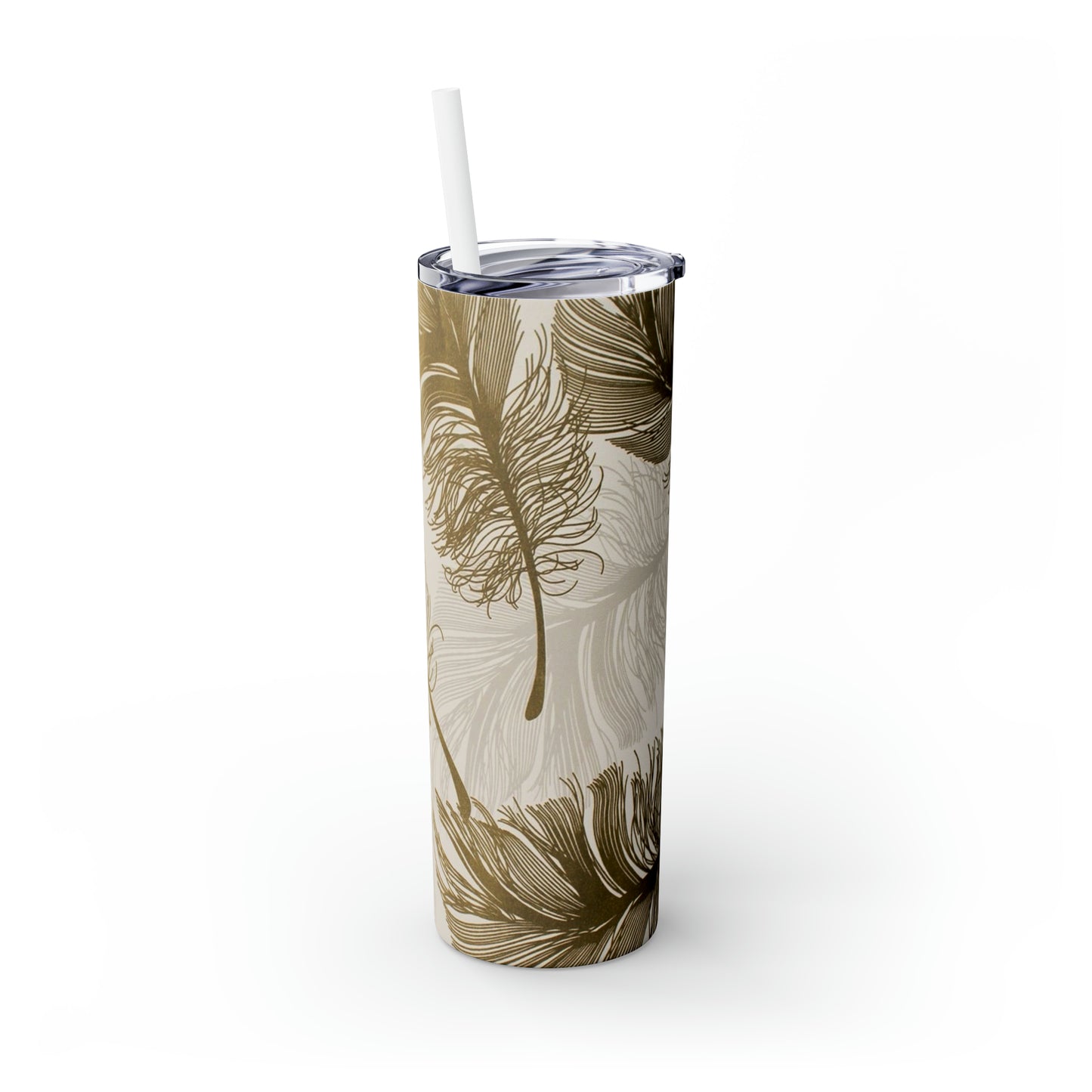 Golden Feathers - Inovax Maars® Skinny Tumbler with Straw 20oz