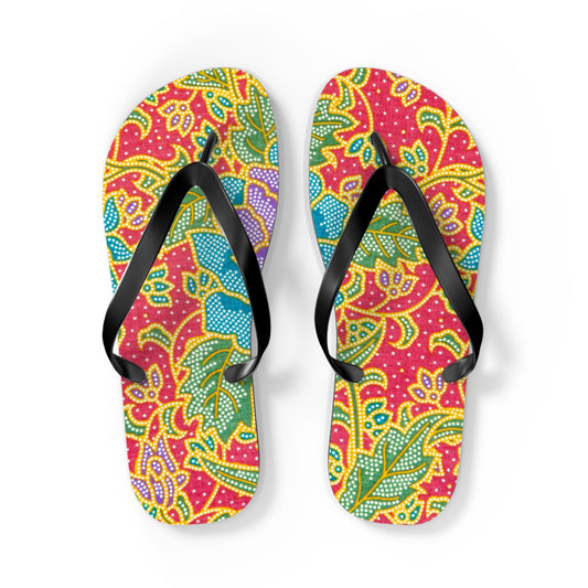 Green and red flowers - Inovax Flip Flops