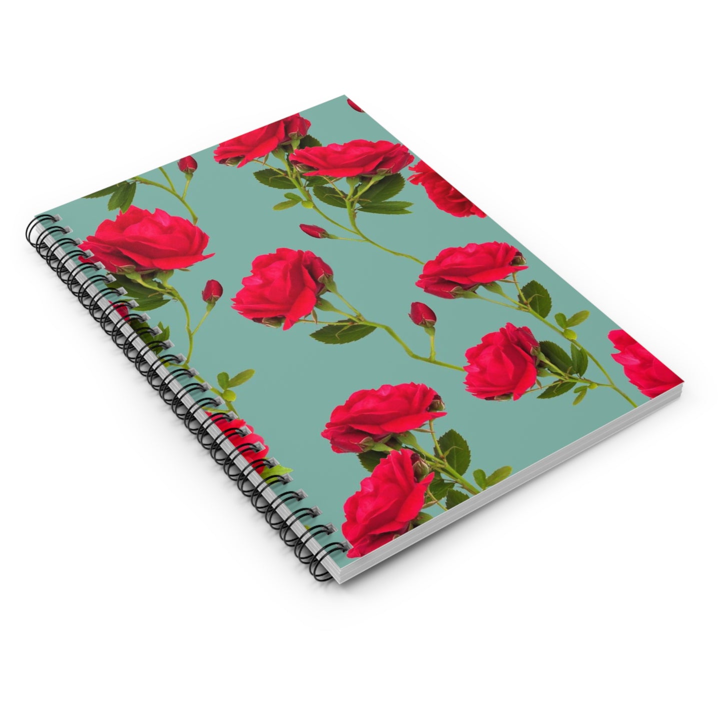 Fleurs rouges et bleues - Carnet à spirale Inovax (ligne lignée)