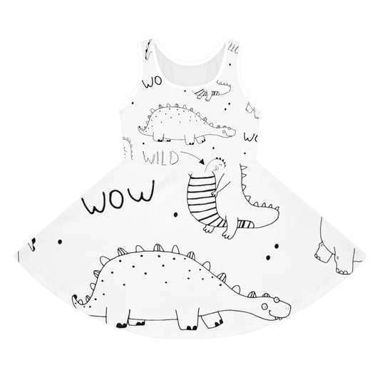 Doodle Dinosours - Vestido veraniego sin mangas para niña Inovax