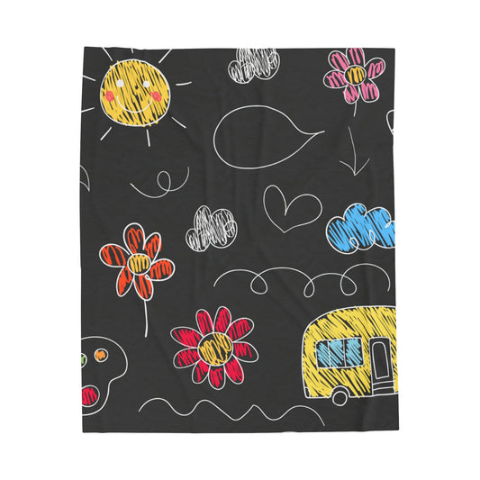Kids Doodle Playground - Inovax Velveteen Plush Blanket
