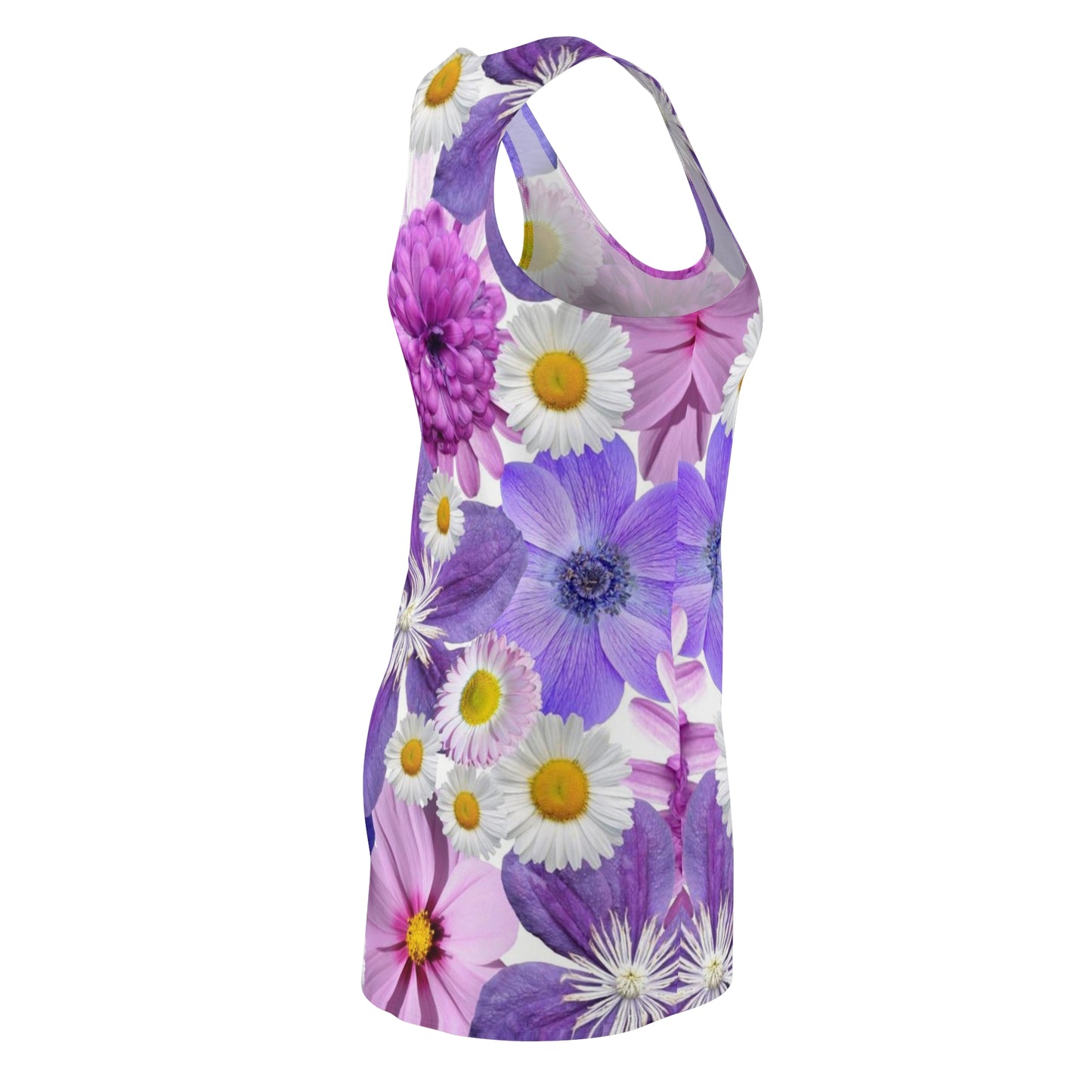 Purple Flowers - Inovax Women's Cut & Sew Racerback Dress