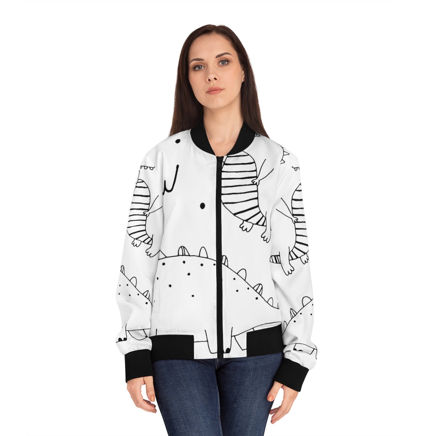 Doodle Dinosours - Inovax Women's Bomber Jacket