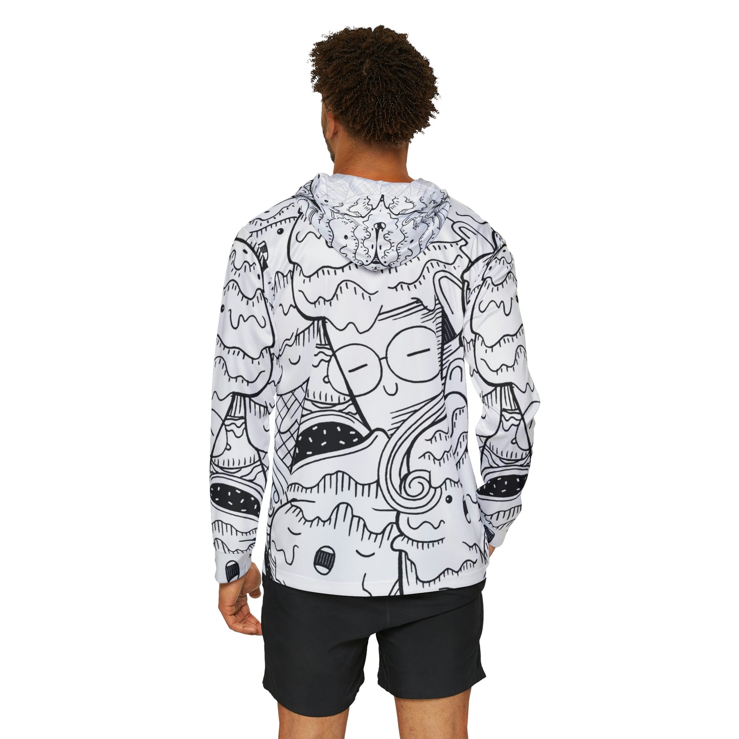 Doodle Icecream - Sweat à capuche d'échauffement sportif pour hommes