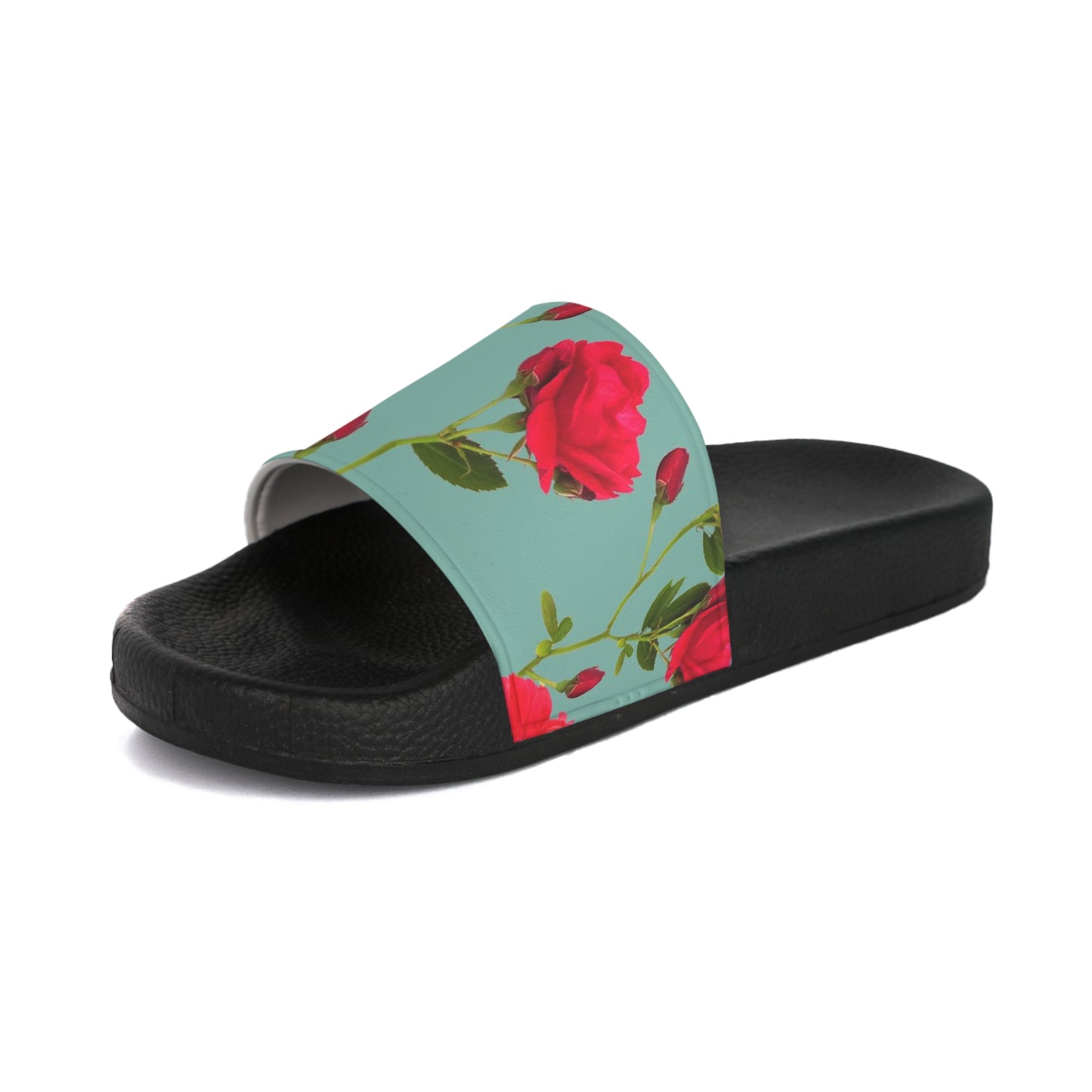 Flores Rojas y Azul - Sandalia Slide Mujer Inovax