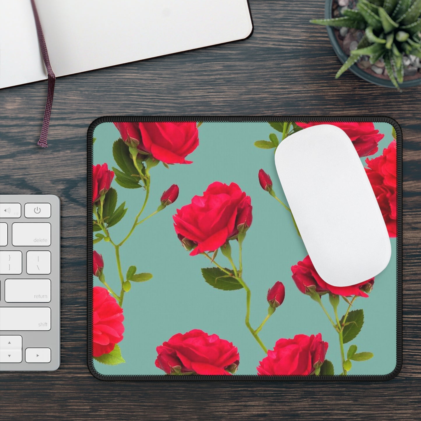 Red Flowers and blue - Inovax Gaming Mouse Pad