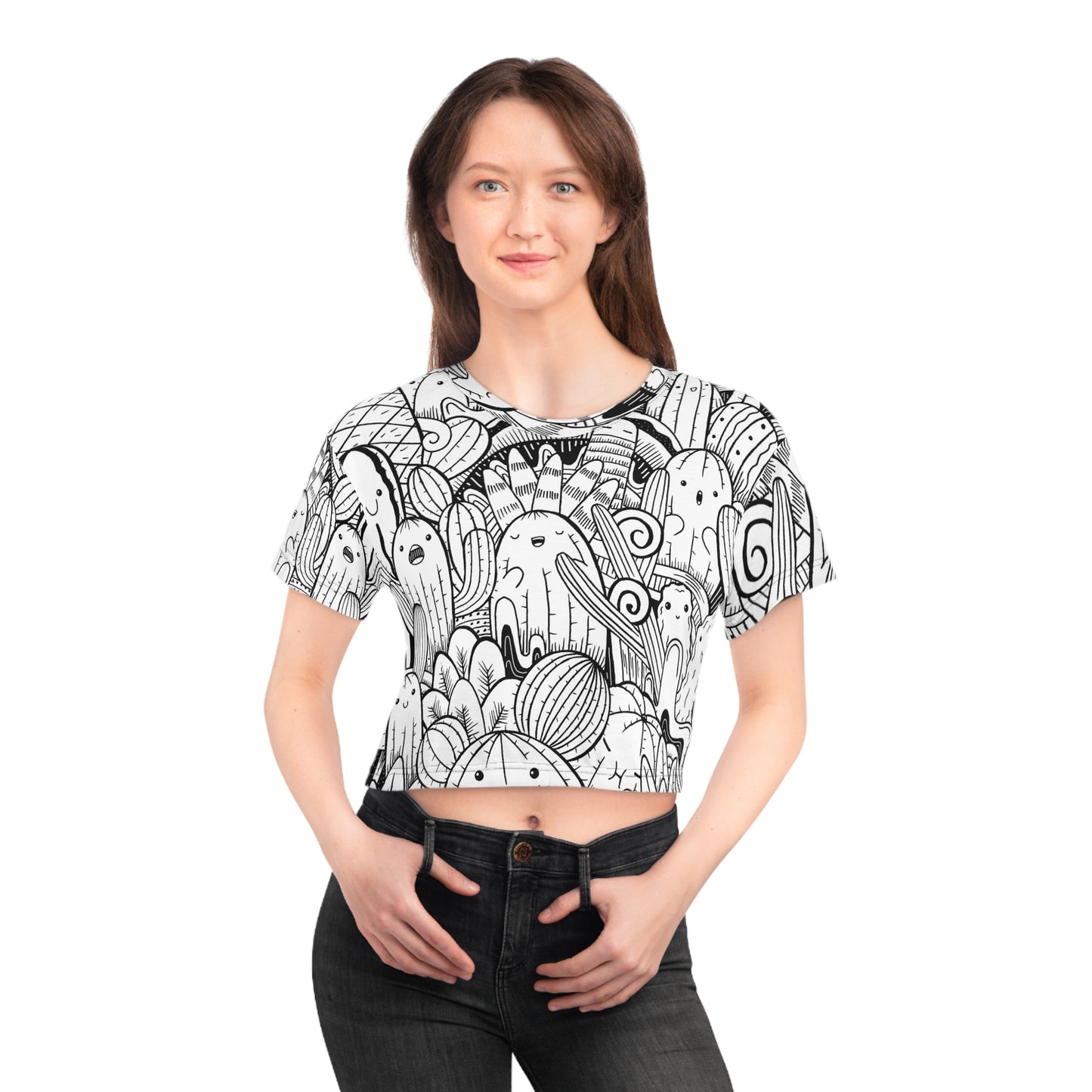 Doodle Cactus - Inovax Crop Tee