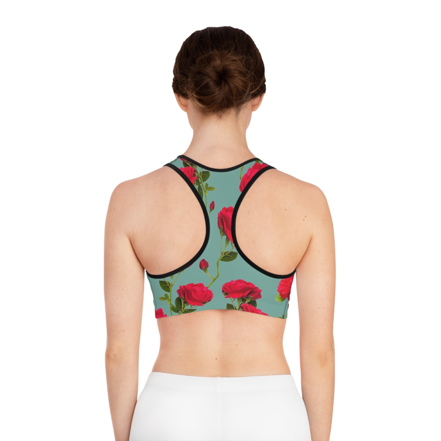 Red Flowers and blue - Inovax Sports Bra