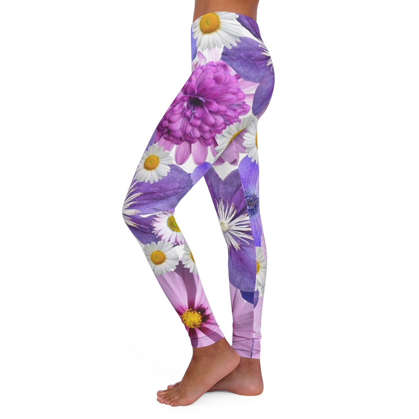 Flores moradas - Leggings de spandex para mujer Inovax