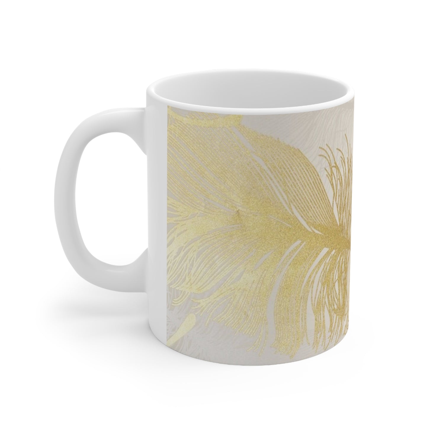 Plumes dorées - Tasse en céramique Inovax 11oz