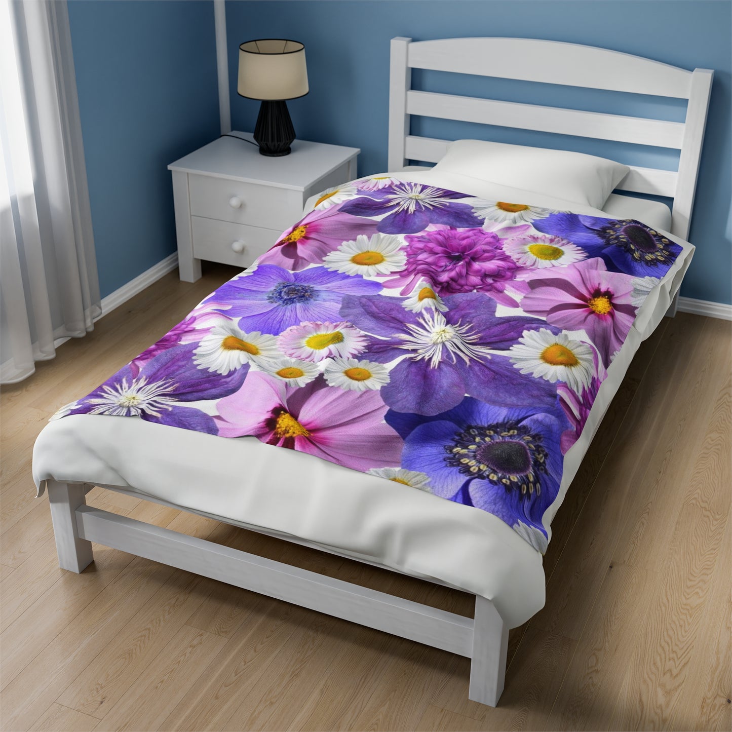 Purple Flowers - Inovax Velveteen Plush Blanket