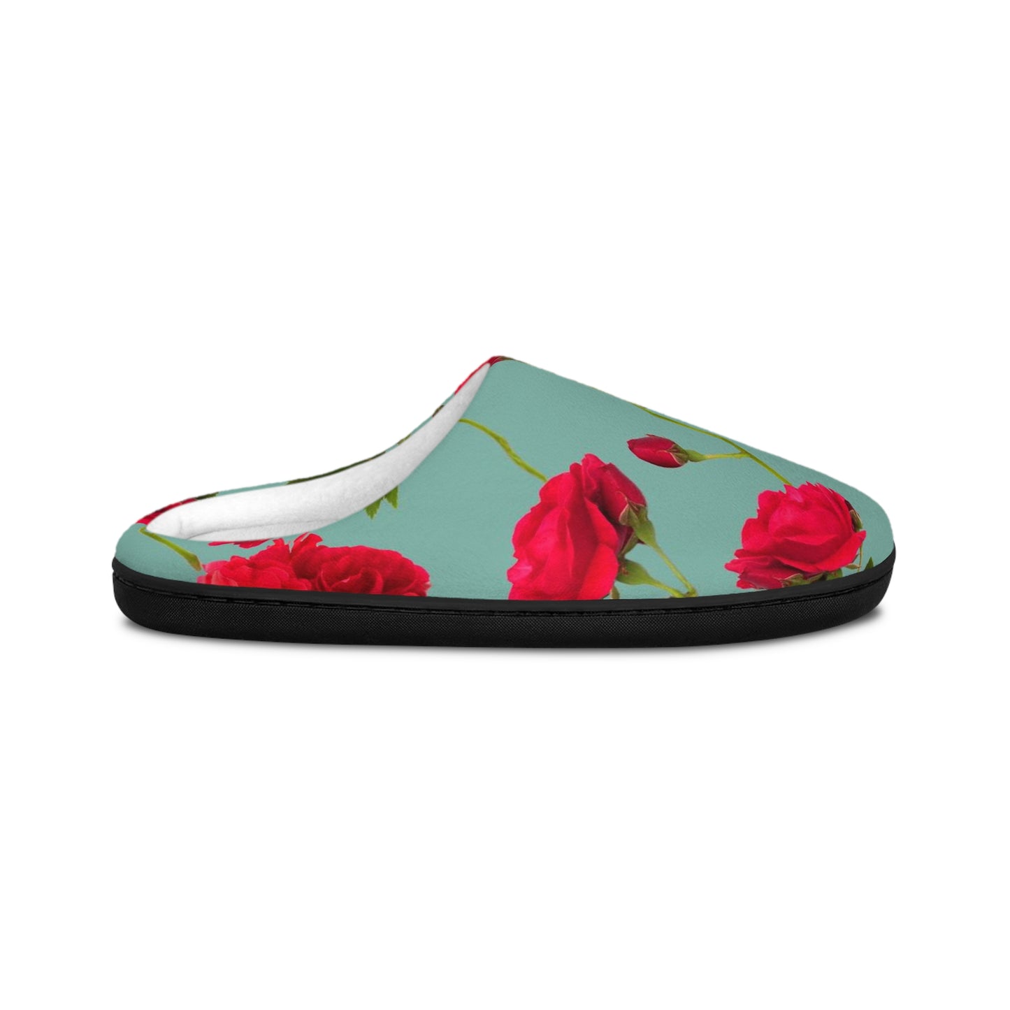 Red Flowers and blue - Inovax Women's Indoor Slippers