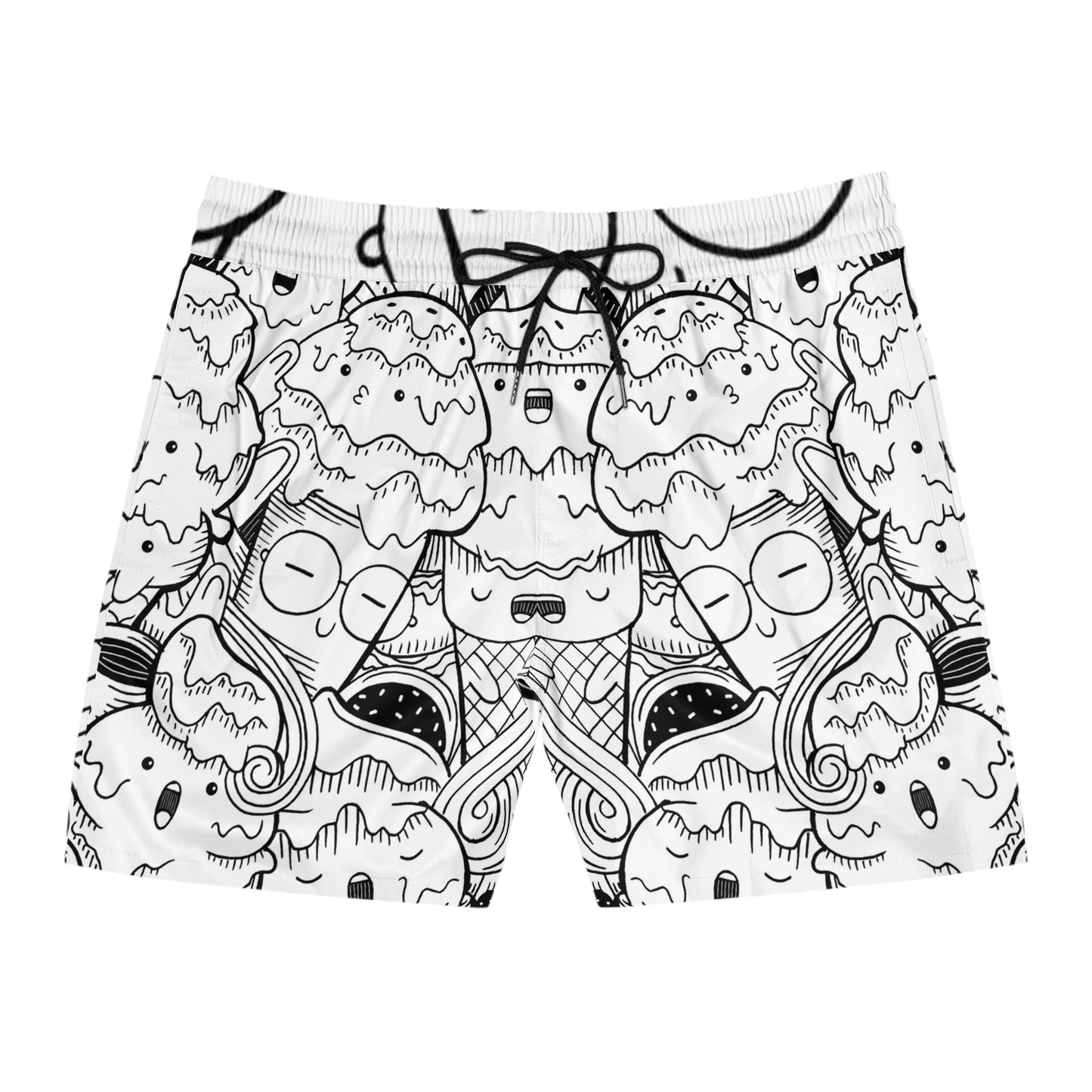 Doodle Icecream - Short de bain mi-long pour hommes Inovax