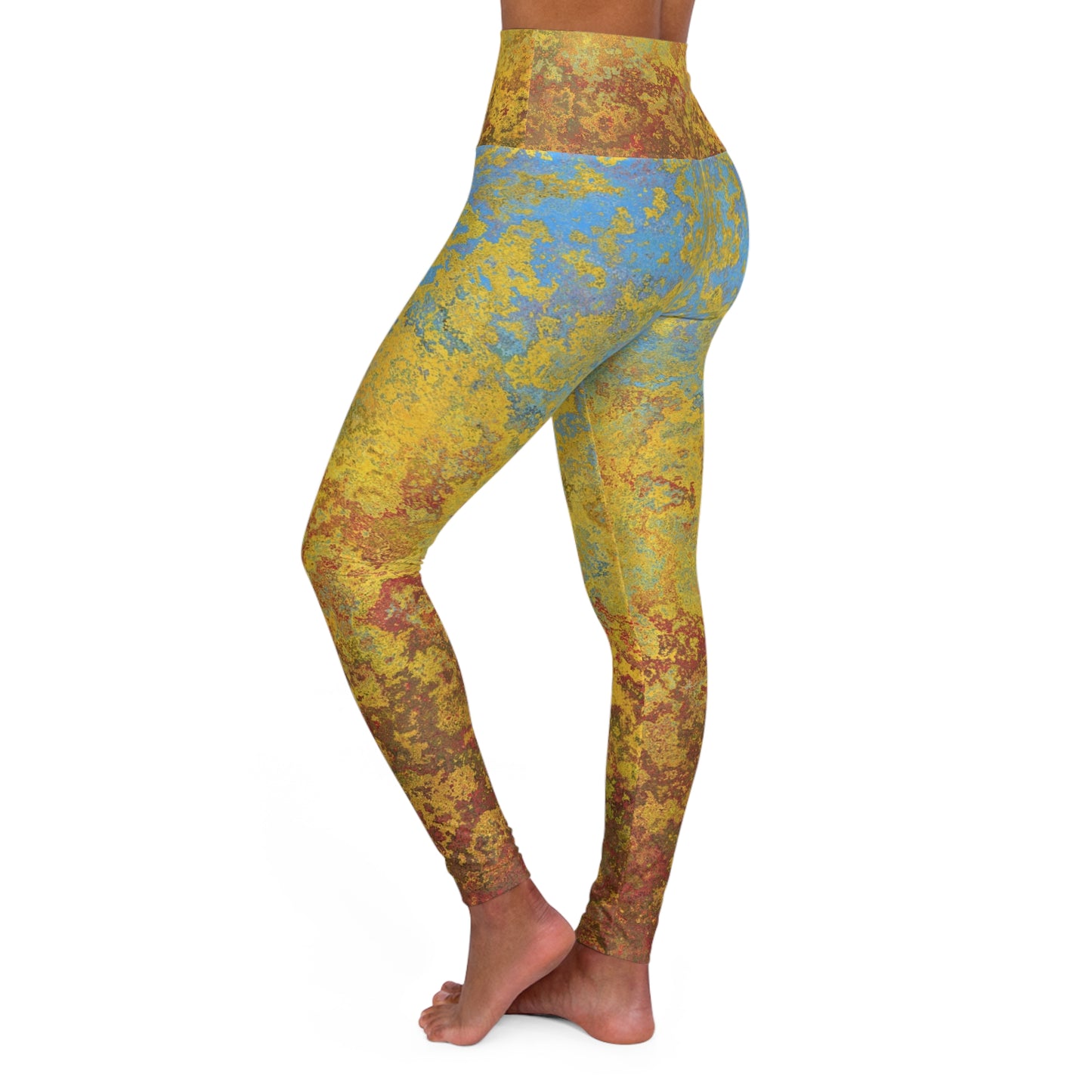 Manchas doradas y azules - Leggings de yoga de cintura alta Inovax