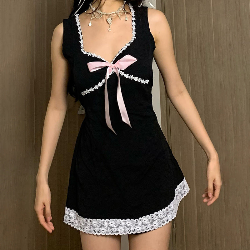 Fashion Personality Bow Suspenders Dress Women