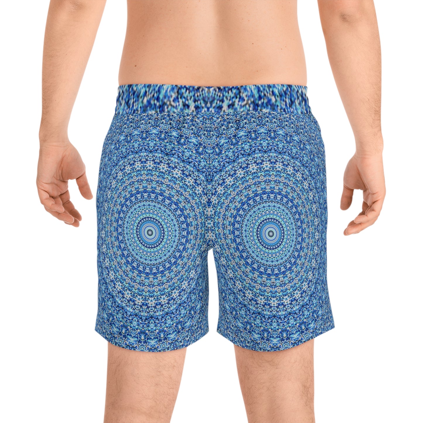 Mandala bleu - Short de bain mi-long pour homme Inovax