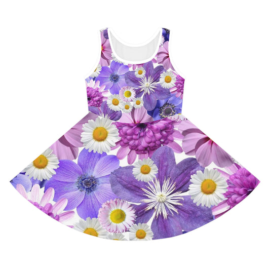 Fleurs violettes - Robe d'été sans manches pour fille Inovax