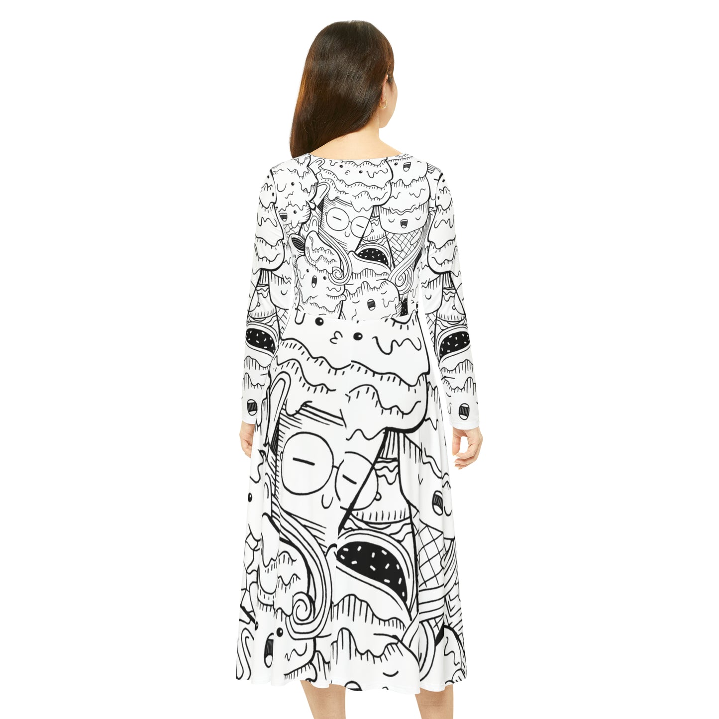 Doodle Icecream - Inovax Women's Long Sleeve Dance Dress