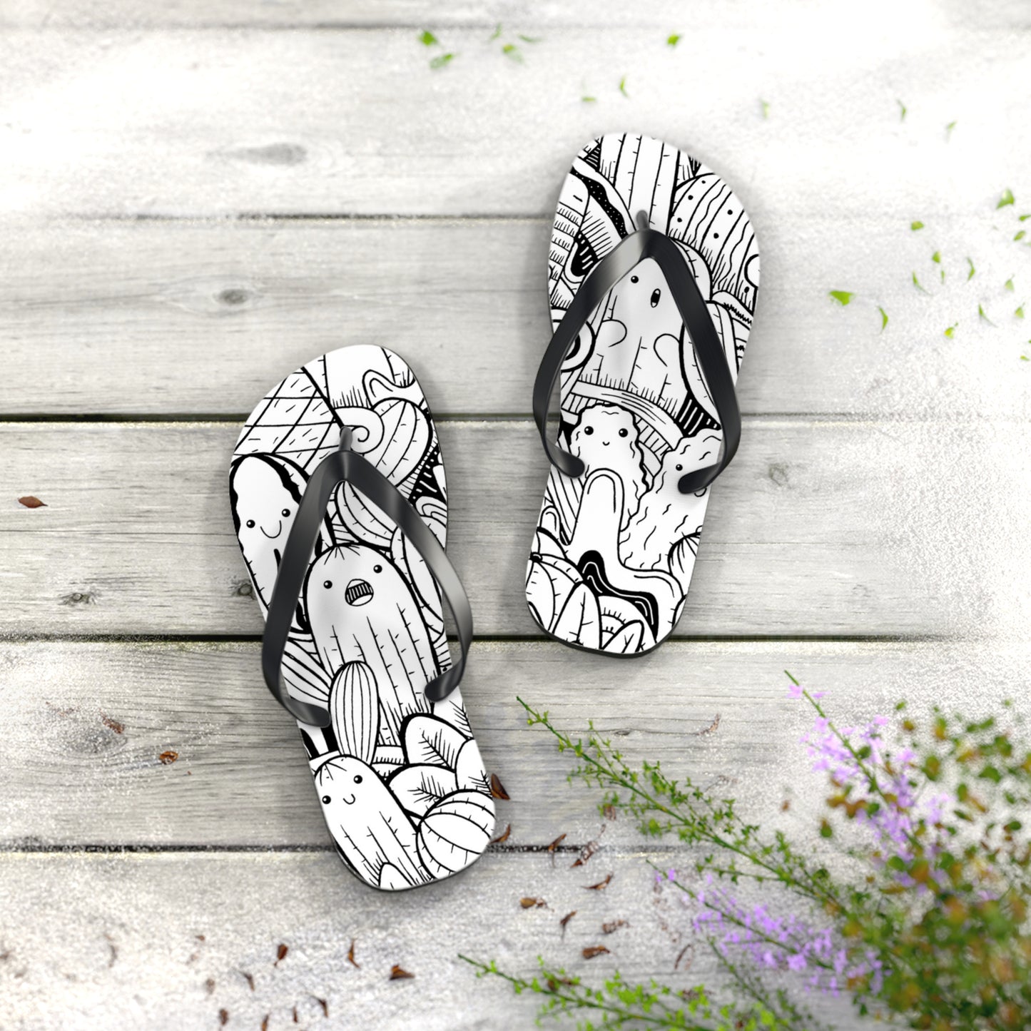 Doodle Cactus - Inovax Flip Flops