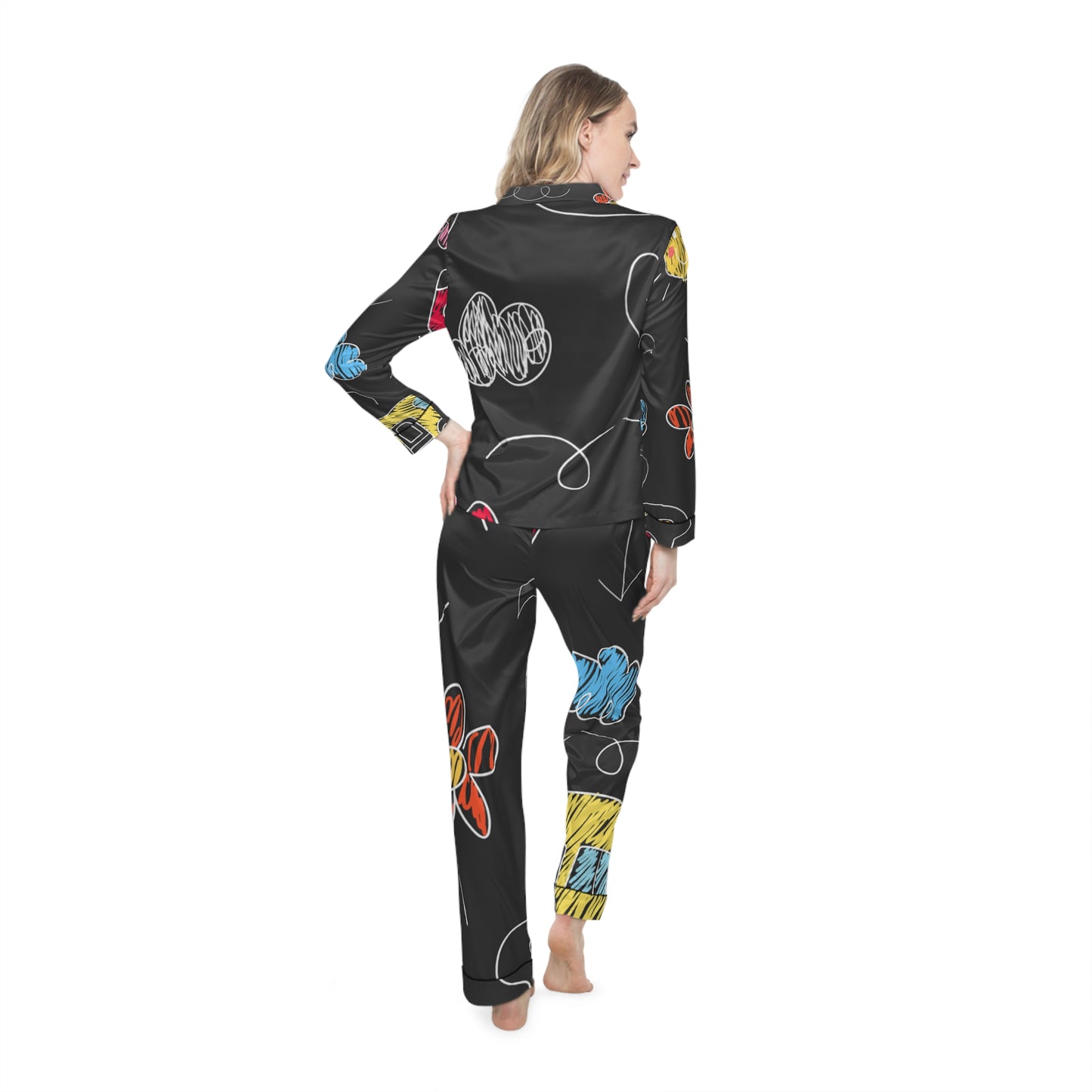 Kids Doodle Playground - Pijama de satén para mujer Inovax