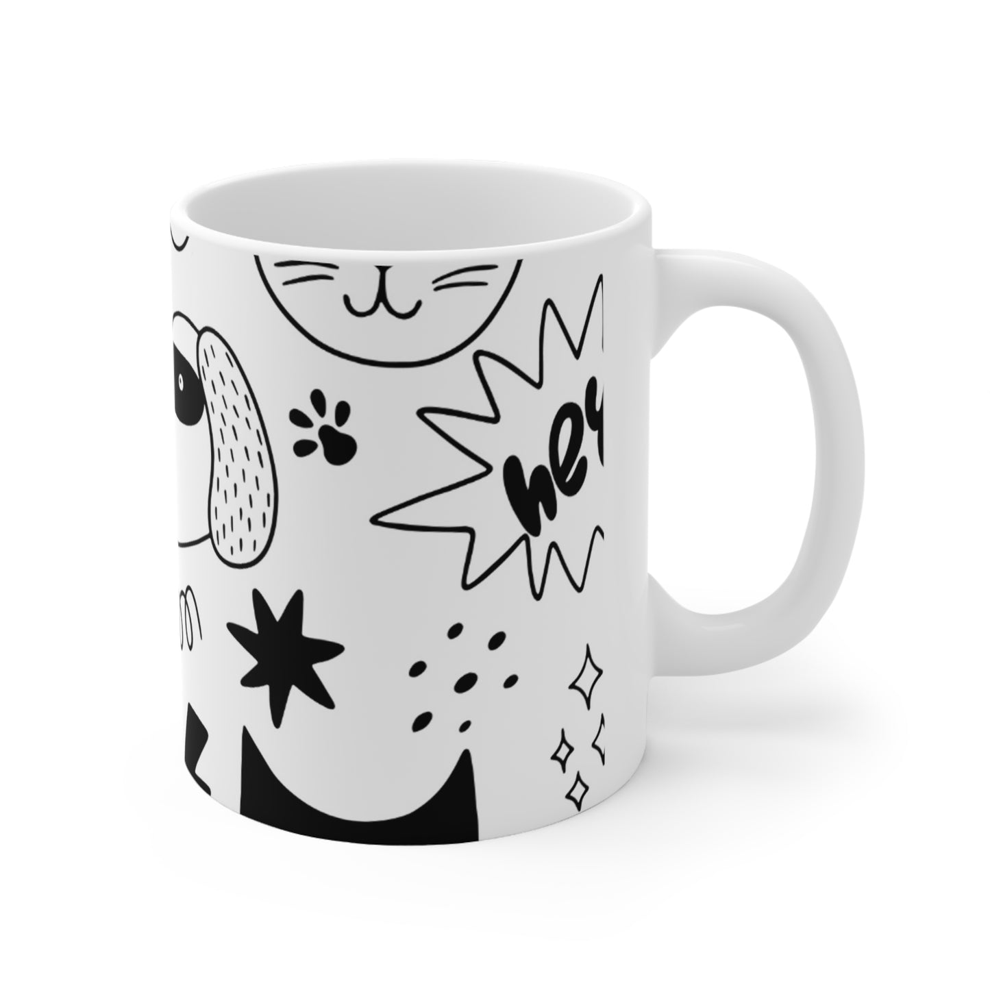 Doodle Perros y Gatos - Taza de Cerámica Inovax 11oz