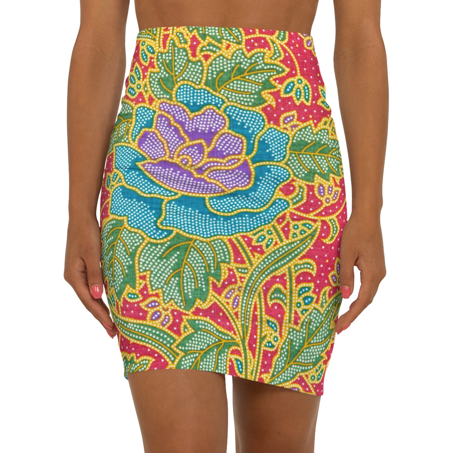 Green and red flowers - Inovax Women's Mini Skirt