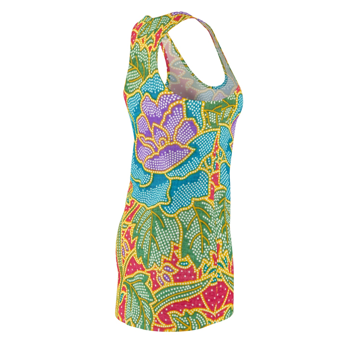 Green and red flowers - Inovax Women's Cut & Sew Racerback Dress