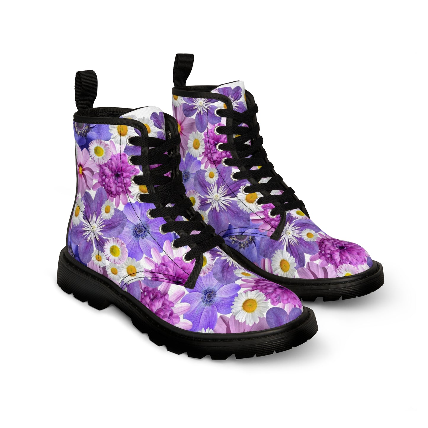 Purple Flowers - Inovax Men's Canvas Boots