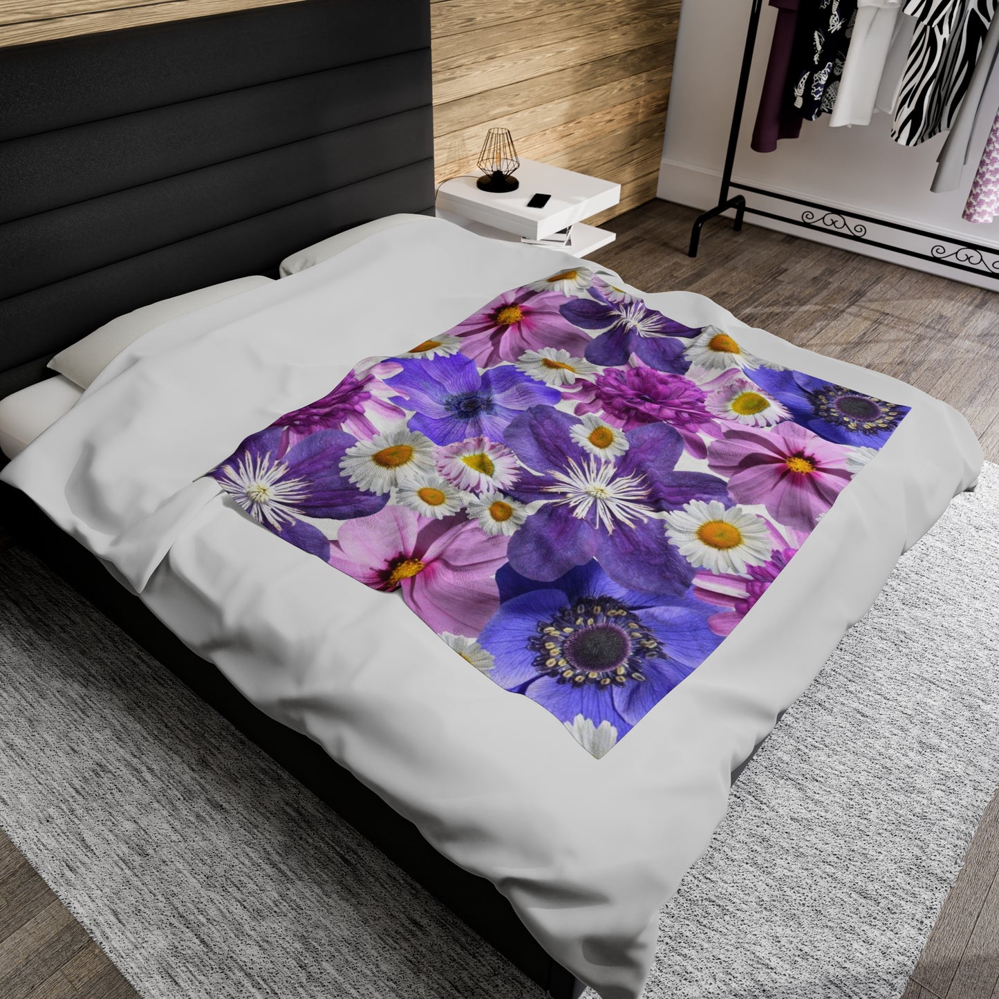 Purple Flowers - Inovax Velveteen Plush Blanket